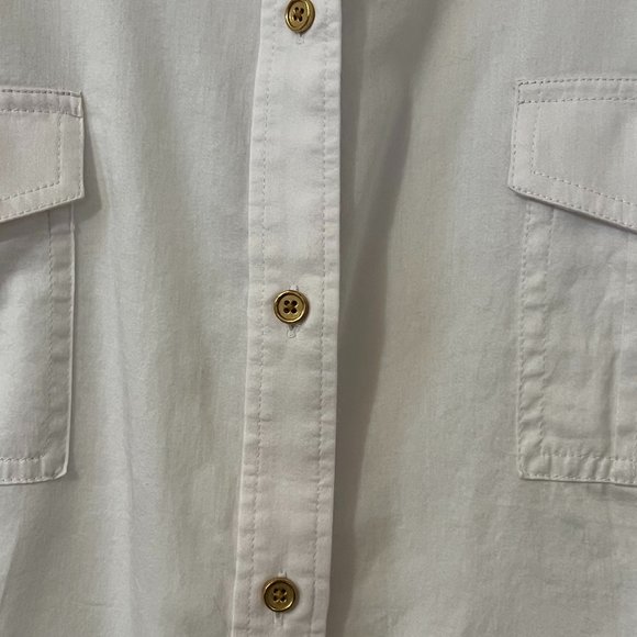 Talbots Women's Top Button Down Shirt White Long Sleeve Size 20 Gold Button - Picture 3 of 8